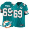 Dolphins #69 Ray Feinga Additional Chest Dolphin Patch Aqua Jersey