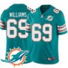 Dolphins #69 Jordan Williams Additional Chest Dolphin Patch Aqua Jersey