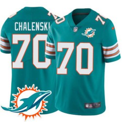 Dolphins #70 Mike Chalenski Additional Chest Dolphin Patch Aqua Jersey