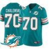 Dolphins #70 Mike Chalenski Additional Chest Dolphin Patch Aqua Jersey