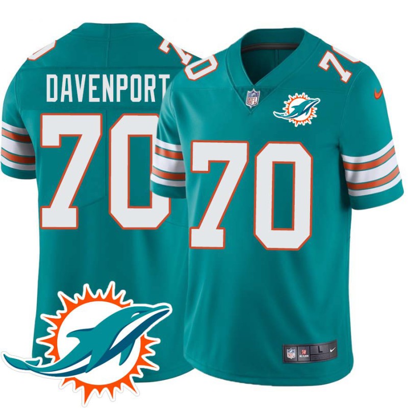 Dolphins #70 Julie'n Davenport Additional Chest Dolphin Patch Aqua Jersey