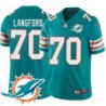 Dolphins #70 Kendall Langford Additional Chest Dolphin Patch Aqua Jersey