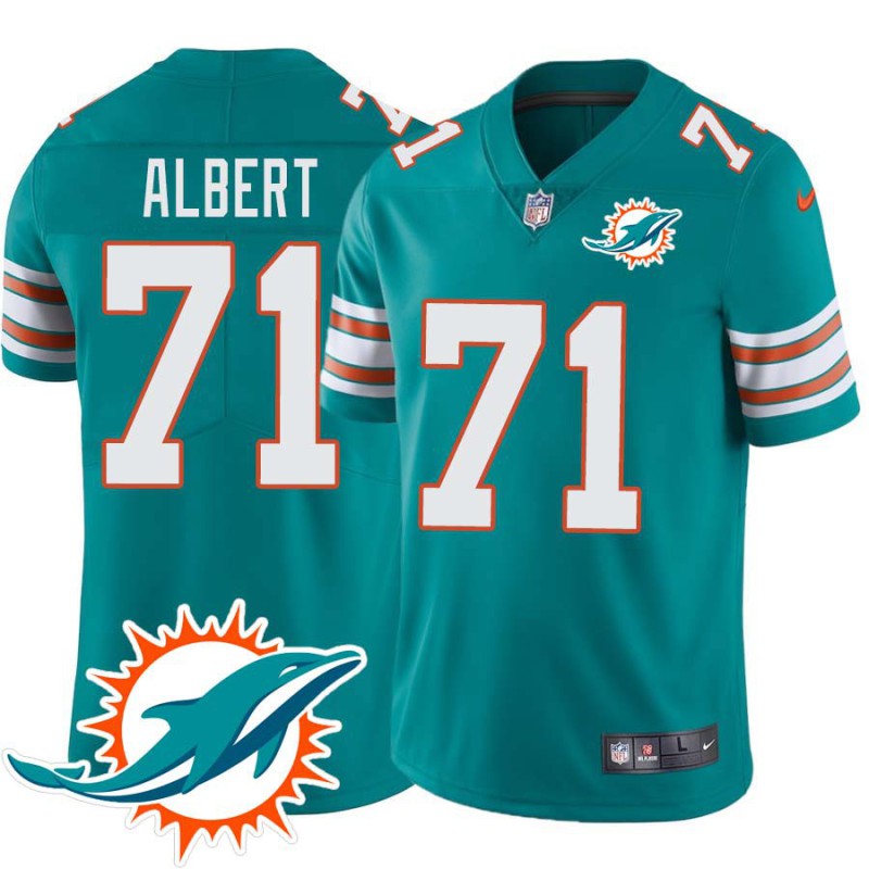 Dolphins #71 Branden Albert Additional Chest Dolphin Patch Aqua Jersey