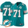 Dolphins #71 Branden Albert Additional Chest Dolphin Patch Aqua Jersey