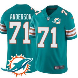 Dolphins #71 Dunstan Anderson Additional Chest Dolphin Patch Aqua Jersey