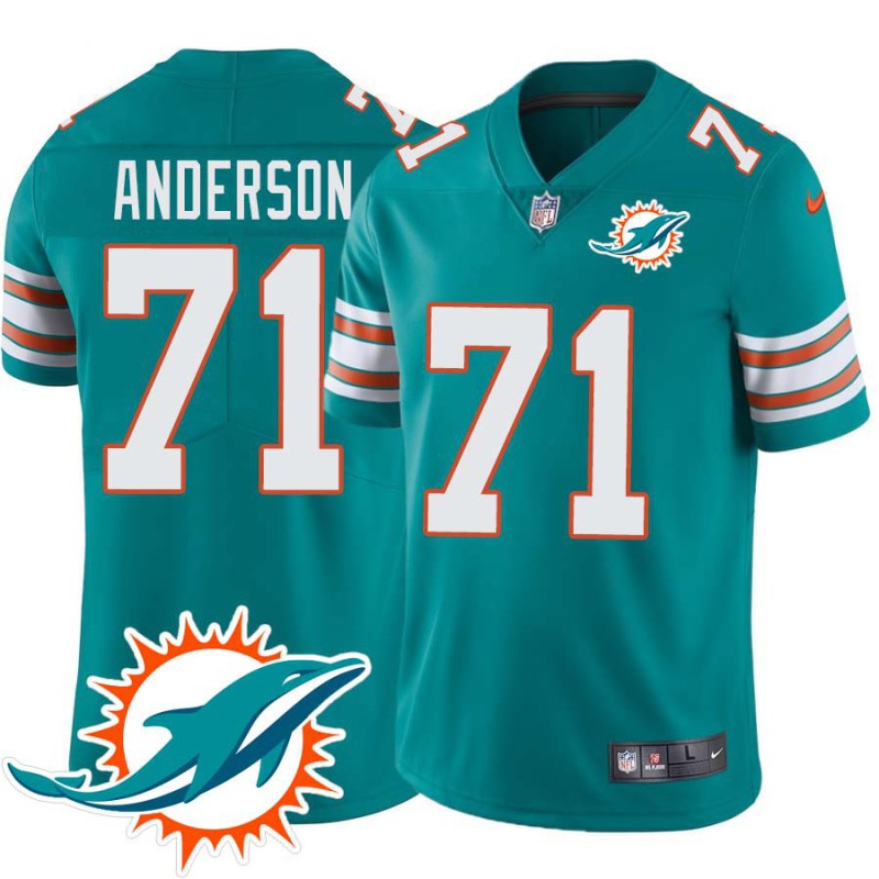 Dolphins #71 Dunstan Anderson Additional Chest Dolphin Patch Aqua Jersey