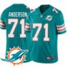 Dolphins #71 Dunstan Anderson Additional Chest Dolphin Patch Aqua Jersey