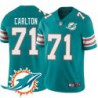 Dolphins #71 Darryl Carlton Additional Chest Dolphin Patch Aqua Jersey