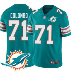 Dolphins #71 Marc Colombo Additional Chest Dolphin Patch Aqua Jersey