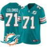 Dolphins #71 Marc Colombo Additional Chest Dolphin Patch Aqua Jersey