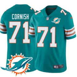 Dolphins #71 Frank Cornish Additional Chest Dolphin Patch Aqua Jersey