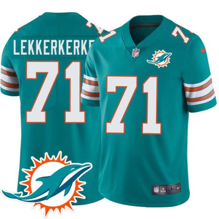 Dolphins #71 Cory Lekkerkerker Additional Chest Dolphin Patch Aqua Jersey