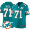 Dolphins #71 Brandon Shell Additional Chest Dolphin Patch Aqua Jersey