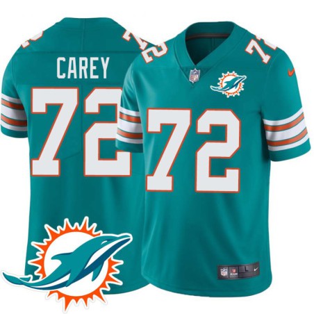 Dolphins #72 Vernon Carey Additional Chest Dolphin Patch Aqua Jersey