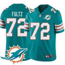 Dolphins #72 Mike Fultz Additional Chest Dolphin Patch Aqua Jersey