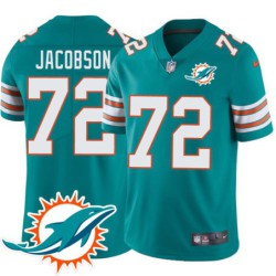 Dolphins #72 Steve Jacobson Additional Chest Dolphin Patch Aqua Jersey