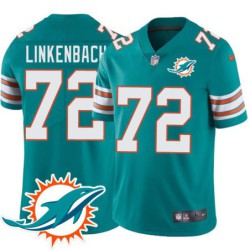 Dolphins #72 Jeff Linkenbach Additional Chest Dolphin Patch Aqua Jersey