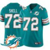 Dolphins #72 Brandon Shell Additional Chest Dolphin Patch Aqua Jersey