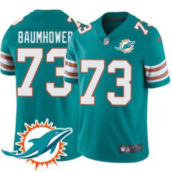 Dolphins #73 Bob Baumhower Additional Chest Dolphin Patch Aqua Jersey