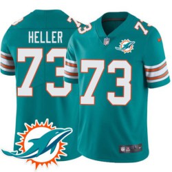 Dolphins #73 Ron Heller Additional Chest Dolphin Patch Aqua Jersey