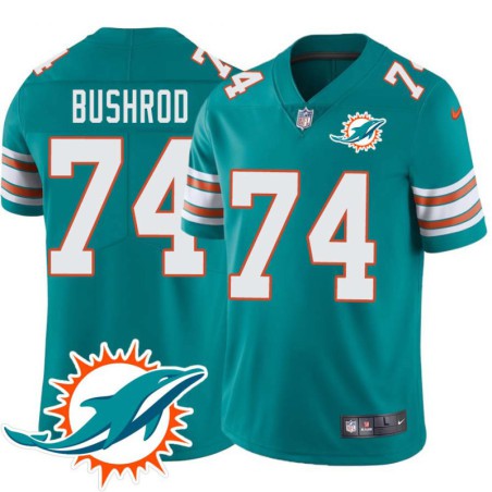 Dolphins #74 Jermon Bushrod Additional Chest Dolphin Patch Aqua Jersey