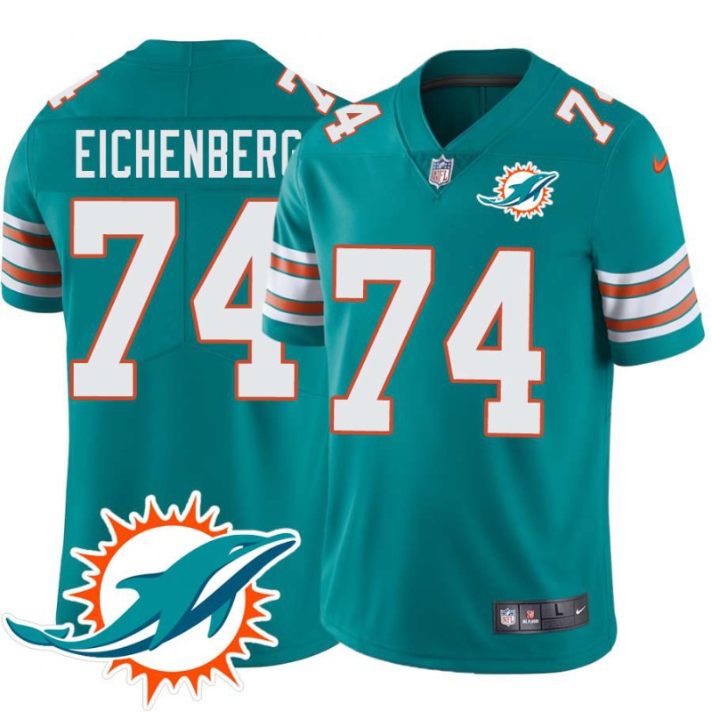 Dolphins #74 Liam Eichenberg Additional Chest Dolphin Patch Aqua Jersey