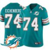 Dolphins #74 Liam Eichenberg Additional Chest Dolphin Patch Aqua Jersey