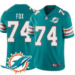 Dolphins #74 Jason Fox Additional Chest Dolphin Patch Aqua Jersey