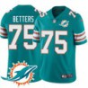 Dolphins #75 Doug Betters Additional Chest Dolphin Patch Aqua Jersey