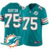 Dolphins #75 Shane Burton Additional Chest Dolphin Patch Aqua Jersey