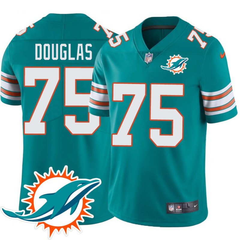 Dolphins #75 Jamil Douglas Additional Chest Dolphin Patch Aqua Jersey