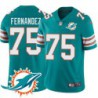 Dolphins #75 Manny Fernandez Additional Chest Dolphin Patch Aqua Jersey