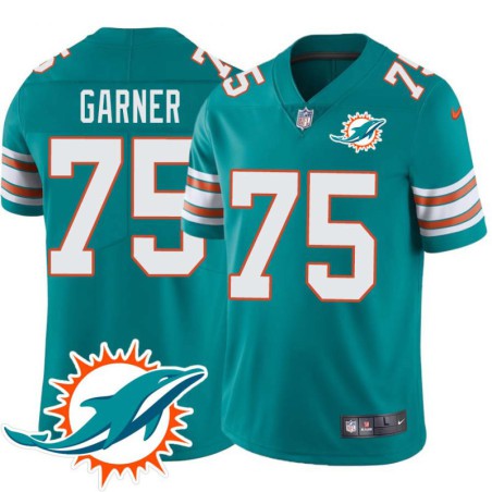 Dolphins #75 Nate Garner Additional Chest Dolphin Patch Aqua Jersey