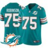 Dolphins #75 Derreck Robinson Additional Chest Dolphin Patch Aqua Jersey