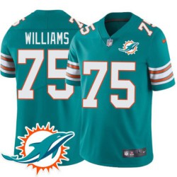 Dolphins #75 Nick Williams Additional Chest Dolphin Patch Aqua Jersey