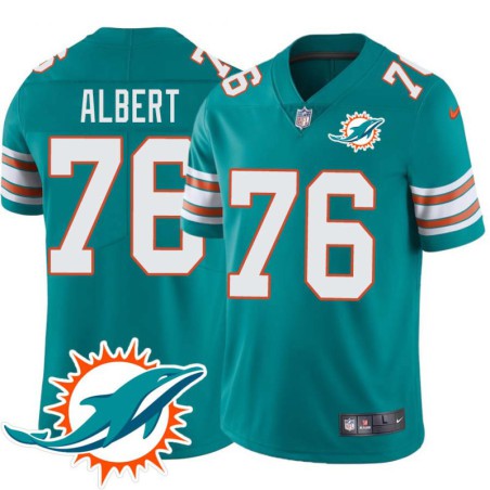 Dolphins #76 Branden Albert Additional Chest Dolphin Patch Aqua Jersey