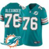 Dolphins #76 John Alexander Additional Chest Dolphin Patch Aqua Jersey