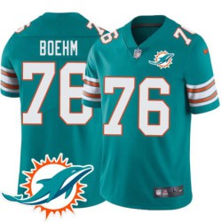 Dolphins #76 Evan Boehm Additional Chest Dolphin Patch Aqua Jersey