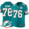 Dolphins #76 James Brown Additional Chest Dolphin Patch Aqua Jersey