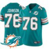 Dolphins #76 Anthony Johnson Additional Chest Dolphin Patch Aqua Jersey