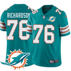 Dolphins #76 Jeff Richardson Additional Chest Dolphin Patch Aqua Jersey