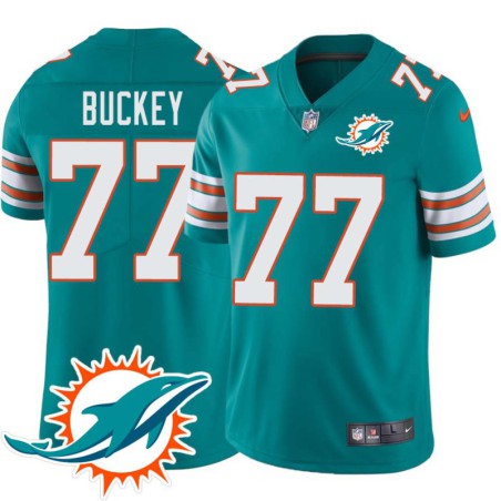 Dolphins #77 Jeff Buckey Additional Chest Dolphin Patch Aqua Jersey