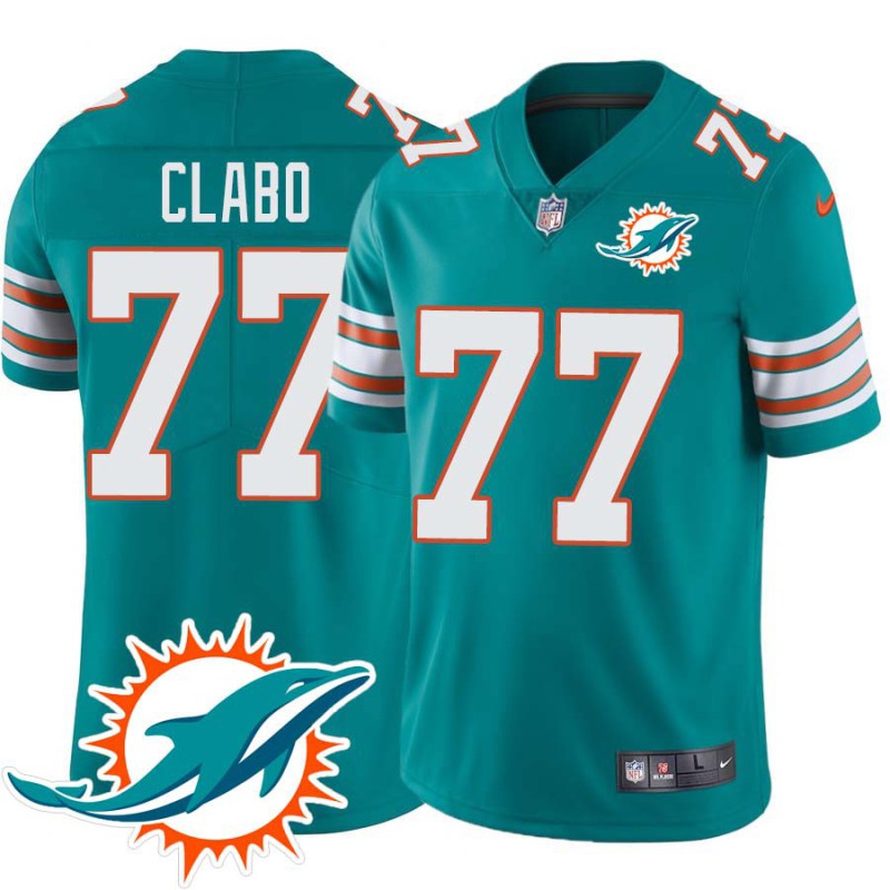 Dolphins #77 Tyson Clabo Additional Chest Dolphin Patch Aqua Jersey