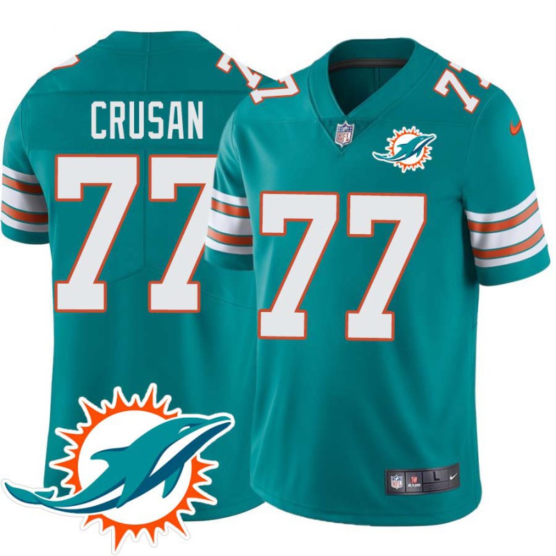 Dolphins #77 Doug Crusan Additional Chest Dolphin Patch Aqua Jersey