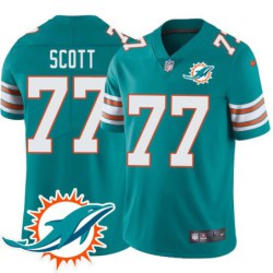 Dolphins #77 Stanley Scott Additional Chest Dolphin Patch Aqua Jersey