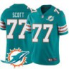 Dolphins #77 Stanley Scott Additional Chest Dolphin Patch Aqua Jersey