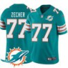 Dolphins #77 Rich Zecher Additional Chest Dolphin Patch Aqua Jersey