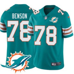 Dolphins #78 Charles Benson Additional Chest Dolphin Patch Aqua Jersey