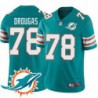 Dolphins #78 Tom Drougas Additional Chest Dolphin Patch Aqua Jersey