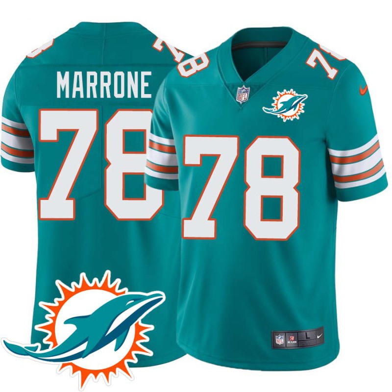 Dolphins #78 Doug Marrone Additional Chest Dolphin Patch Aqua Jersey